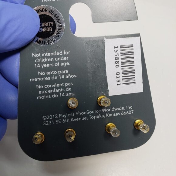 Set of 3 Pairs Gold Tone Minicci Crystal Stylish Stud Earrings for Women C3 - Picture 5 of 5